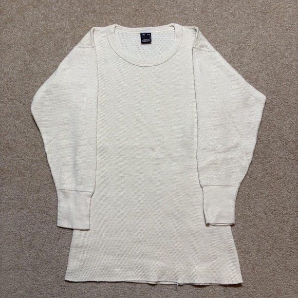American Vintage Other - Vtg Waffle Knit Thermal Shirt Mens Large White USA 70s/80s Grunge Skate KMart